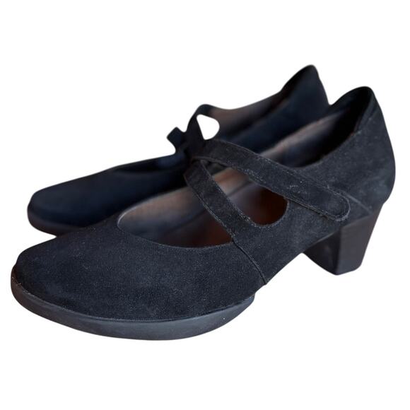 Wolky Black Suede Mid Heel Mary Jane Comfort Shoes size 39 US 8 - Picture 2 of 15